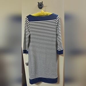 Isaac Mizrahi Striped Long Sleeve Dress with Blue Cuffs